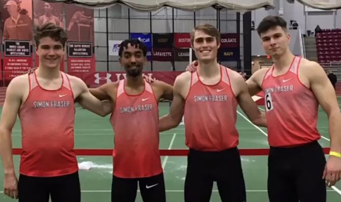 The Simon Fraser men's distance medley relay team recorded a time of 9:38.04, the second-fastest in Division II history and breaking the old GNAC and Division II mark by over two seconds.