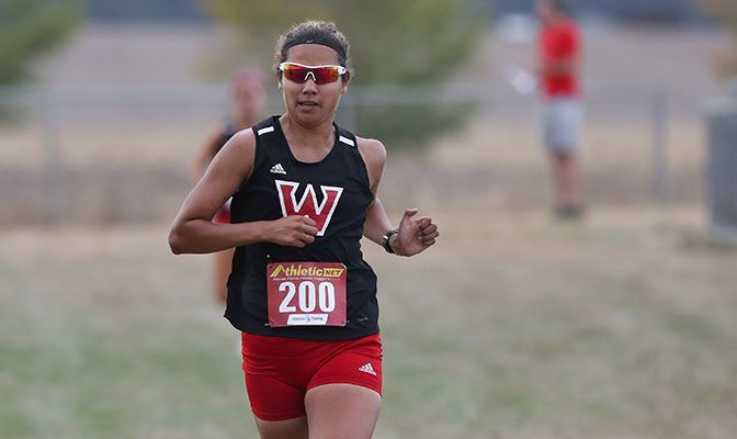 Luz Garcia. a junior transfer from Cal Poly Pomona, won the Ash Creek Invitational in her first race for Western Oregon. Photo by Amanda Loman.