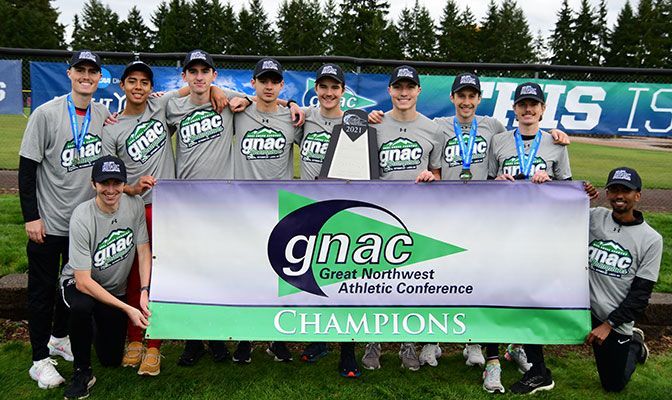 The five-point margin of victory of Simon Fraser is the third-closest in the history of the GNAC Men's Championships. Photo by Ron Smith.