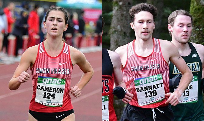 Kate Cameron (left) and Charlie Dannatt (right) are among the athletes expected to lead Simon Fraser to a title sweep in 2022. Photos by Ron Smith.