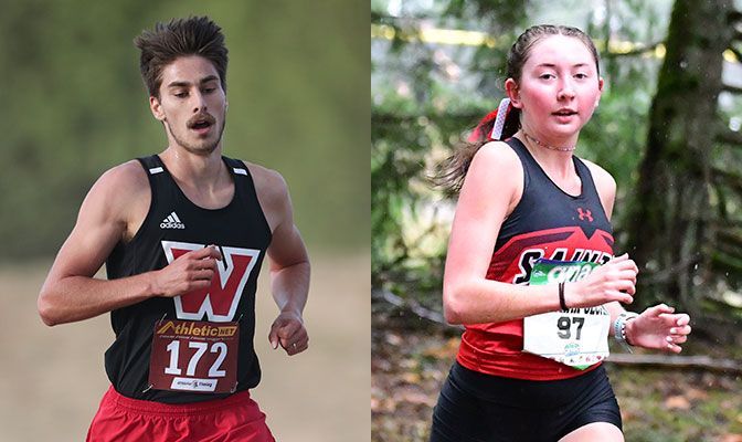 Hunter Hutton (left) won the men's race at the Ash Creek Collegiate. Cassidy Walchak-Sloan placed fourth in the women's race behind three Oregon State runners.