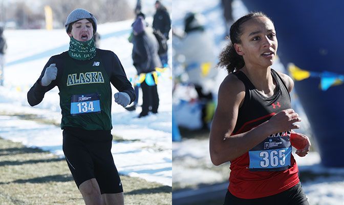 Both Michael Zapherson (left) and Alauna Carstens placed seventh at the regional meet, earning individual at-large selections to the Division II Championships. Photos by Shi Robison.