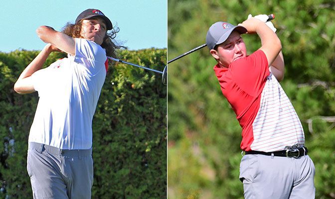 Tyler Fitchett (left) and Max Turnquist led the Saints at the Saint Martin's Regional Preview, finishing tied for seventh place at 1-over-par 145.