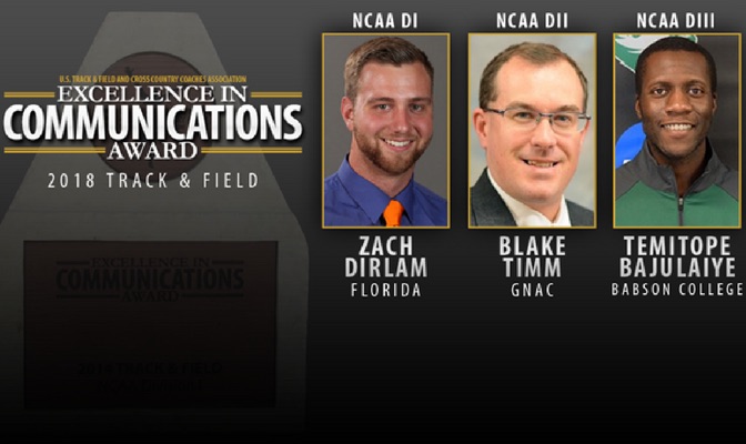 GNAC assistant commissioner Blake Timm was the DII recipient of the USTFCCA Excellence in Communications Award.