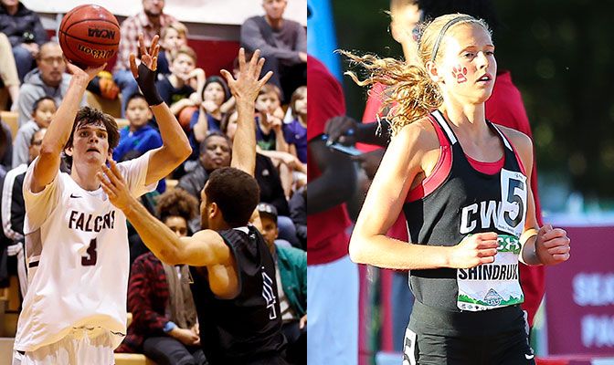 Sam Simpson (left) helped lead Seattle Pacific to the GNAC Men's Basketball Championships title while Central Washington's Alexa Shindruk was a cross country and track All-American.