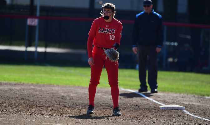Third-year academic all-GNAC selection Britney Patrick of Saint Martin's carries a perfect 4.0 GPA while completing her degree in business administration.