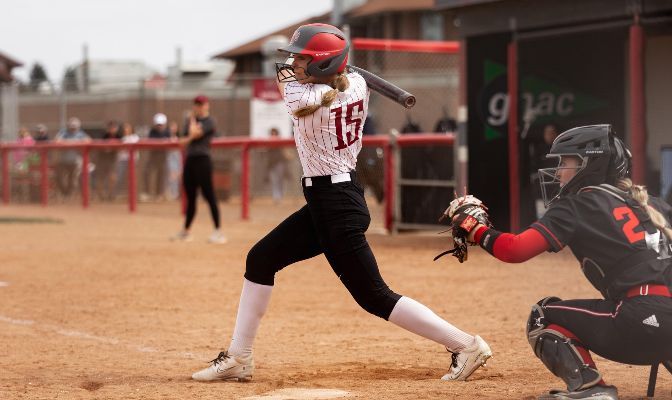 Karsyn Decker (15) and Central Washington enter the final weekend of the regular season with a two-game lead over WOU for the fourth and final GNAC Championships berth.