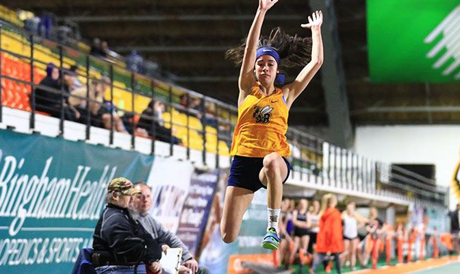 At the BHSU Dave Little Alumni Mile, Montana State Billings senior Brenna Beckett won both the long jump and triple jump with school record efforts.