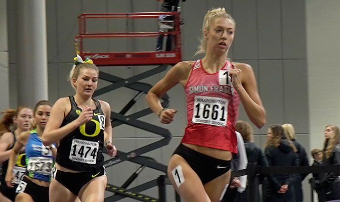 Simon Fraser's Addy Townsend is guaranteed a trip to nationals after automatically qualifying with a time of 2:07.74 at the UW Invitational.