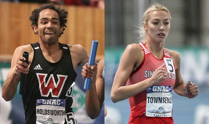 Holdsworth (left) had the top time in Division II in the men's 800 meters. Townsend was ranked in the top-three in Division II in both the women's 800 and mile. Photos by Loren Orr.