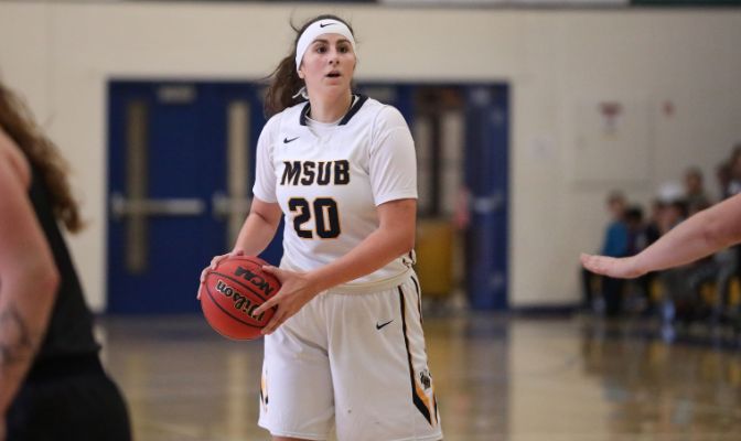 Montana State Billings' Taryn Shelley ranks third in the GNAC with 8.6 rebounds per game and ninth with 13.5 points per game. She has 10 double-doubles on the season.