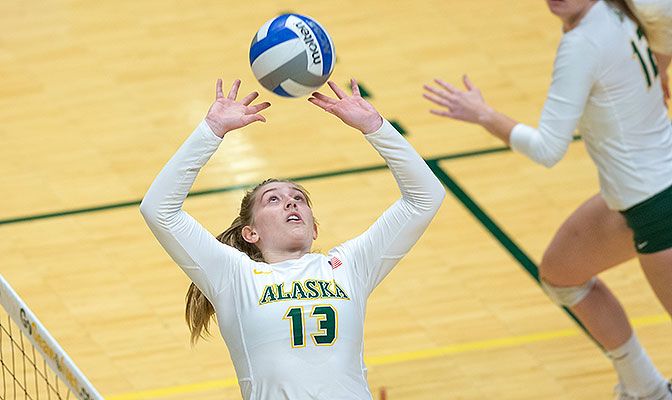 Alaska Anchorage's Ellen Floyd was one of seven GNAC players named to the D2 West Region Showcase All-Tournament Team. She had 129 assists and 40 digs in four matches.