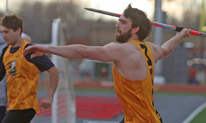 Beau Ackerman finished with an MSUB record throw of 232 feet, 11 inches. The NCAA Championships automatic qualifying mark moves him into No. 2 on the GNAC All-Time List.
