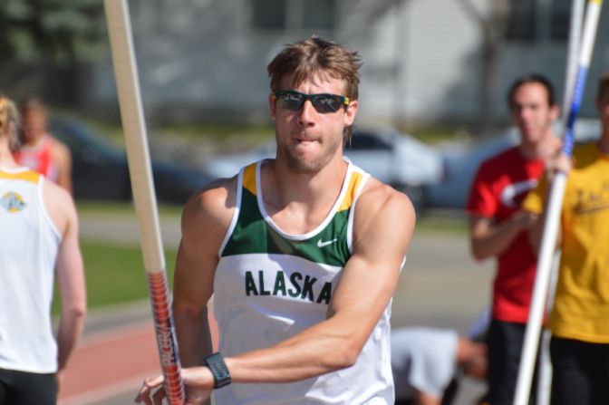 Cody Thomas is the leader of Day 1 of the heptathlon.