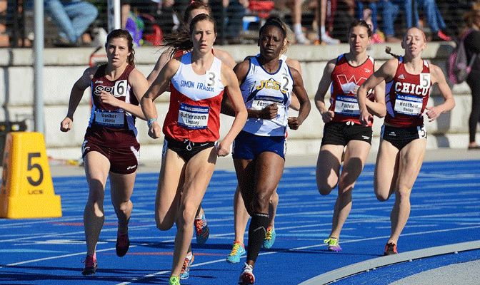 Lynelle Decker (far left) and Lindsey Butterworth (next to Decker) won All-American honors Saturday in the 800 (USTFCCCA/Kyle Terwillegar)