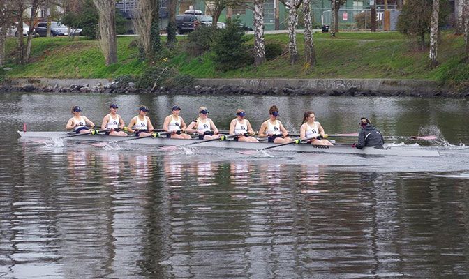 Shown here at the Falcon Regatta in March, Central Oklahoma is the two-time defending NCAA Division II national champions (2018 & 2019). Photo by Dan Lepse.