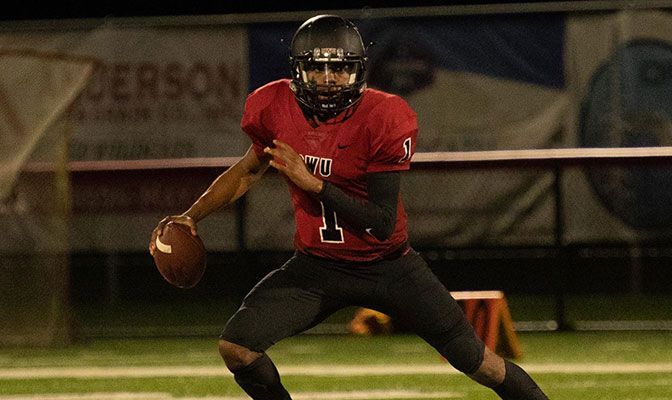 Since earning the starting quarterback job, CWU freshman Quincy Glasper has averaged 148.3 passing yards per game. Photo by Jacob Thompson.