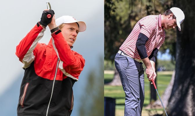 Simon Fraser's Ryan Stolys (left) and Jordan Bean (right) are only the third and fourth GNAC men's golfers to become four-time All-Academic selections.