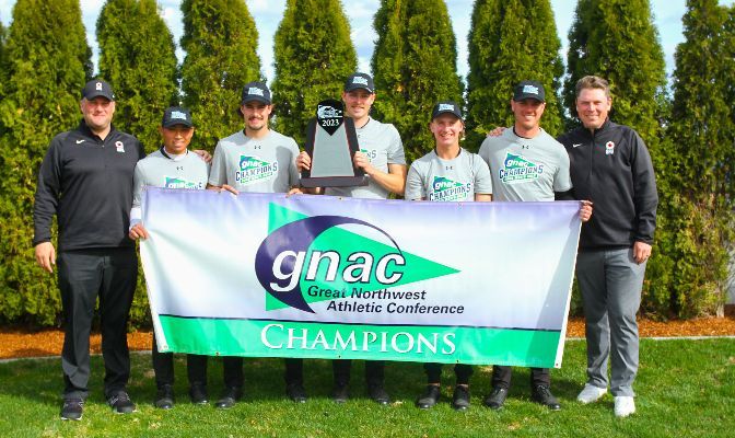 Simon Fraser won the 2023 GNAC Men's Golf Championships in a two-hole playoff against Western Washington after both teams finished with identical scores. | Photo by Shawn Toner.
