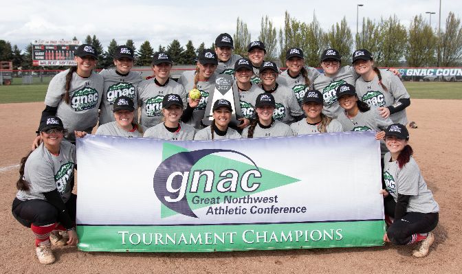 Northwest Nazarene won its first GNAC Championships softball title since 2018, winning four straight elimination games to pull it off. Photo by Jacob Thompson.