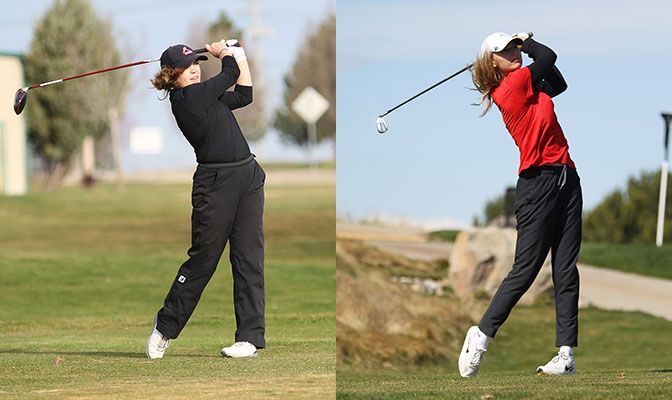 Hannah Holloway (left) and Madison Gridley (right) were the top conference finishers at a pair of tournaments over the past weeks, giving NNU momentum as the postseason approaches.