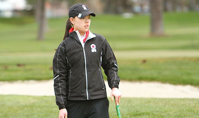 Estee Leung tied for fourth at the GNAC Championships. She is the lone four-time selection to the Women's Golf All-Academic Team. Photo by Shawn Toner.