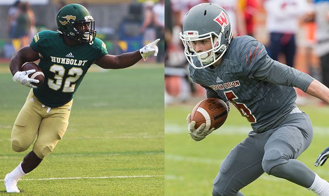 Ja'Quan Gardner (left) and Paul Revis both earned First Team All-GNAC honors at their respective positions. Gardner was voted the GNAC Offensive Player of the Year.