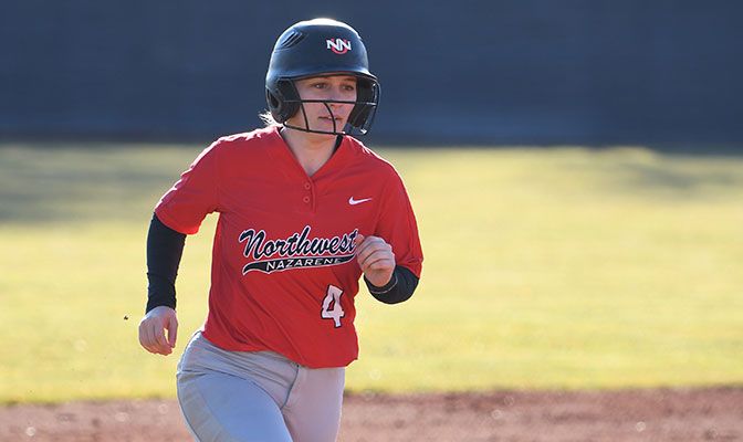 Northwest Nazarene's Ivy Hommel earned Desert Stinger All-Tournament Team honors after hitting .688 in the five games with eight hits, six RBI and a home run.