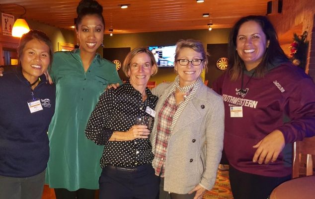 Now in an administrative role with the Alliance of Women Coaches, Ann Walker (third from left) spent the first part of her college career as a coach.