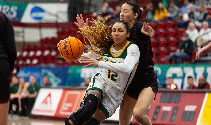 Vishe' Rabb scored the first points of the 2024 GNAC Women's Basketball Championships one year after exiting the tournment with the injury in the first round. | Photo by Jacob Thompson