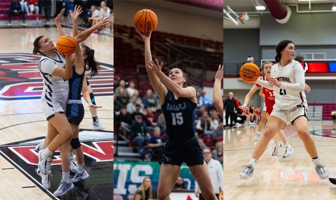 MSUB's Kola Bad Bear, WWU's Brooke Walling and CWU's Asher Cai all earned D2CCA all-west region recognition with Bad Bear and Walling both being named to the first team. | Photos by Jacob Thompson