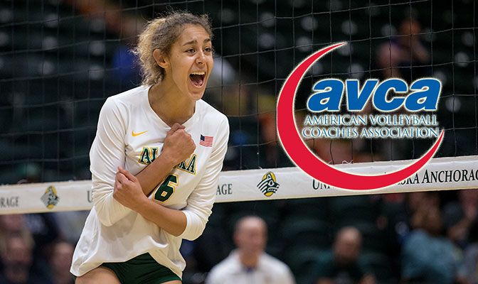 Eve Stephens is currently fifth in the GNAC with her .334 hitting percentage.