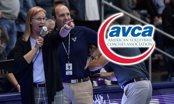 Jeff Evans, pictured here with WWU head volleyball coach Diane Flick-Williams, has led athletic communications at Western Washington since October 2015.