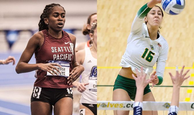 Vanessa Aniteye (left) and Eve Stephens were announced as the GNAC's 2023 NCAA Woman of the Year nominees.