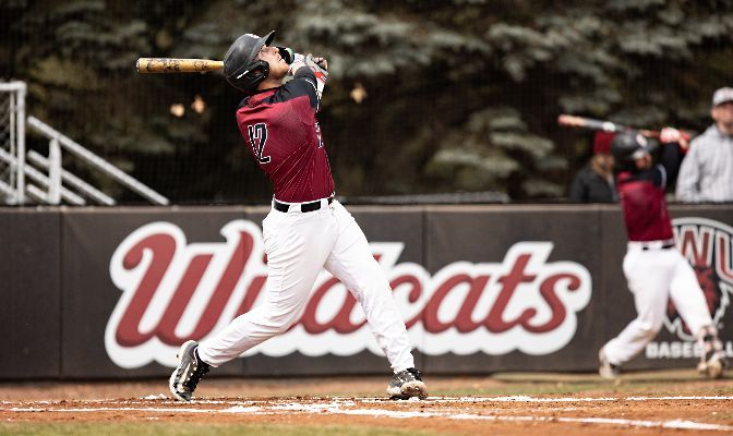 Austin Ohland led Central Washington to a series sweep of MSUB with a dominant week at the plate, batting .471 with seven RBIs and six runs scored. | Photo By Jacob Thompson/CWU Athletics