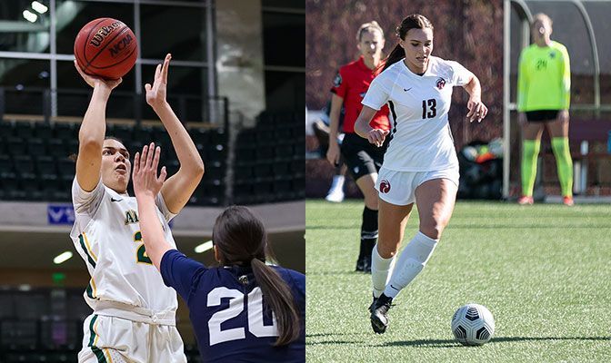 Teanae Voliva (left) and Sophia Chilczuk are among 151 conference finalists for the NCAA Woman of the Year Award.