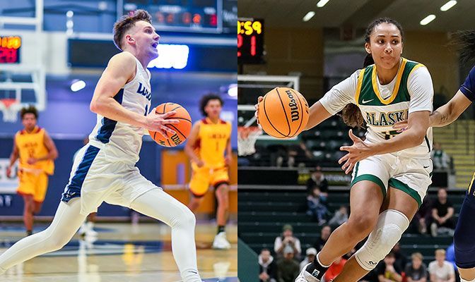 Kai Johnson's (left) week included 25 points in WWU's overtime win at Piont Loma. Rabb had career scoring highs in both UAA games against Biola.