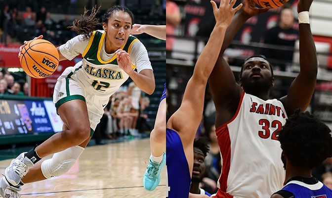Rabb (left) averaged 27 points per game in two wins for UAA while Alcindor averaged 21 points per game in two Saint Martin's wins in Alaska.