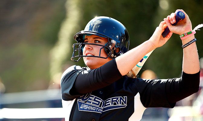 Emily Benson hit the first cycle by a GNAC player in nearly five years in Sunday's second-game victory over Montana State Billings.