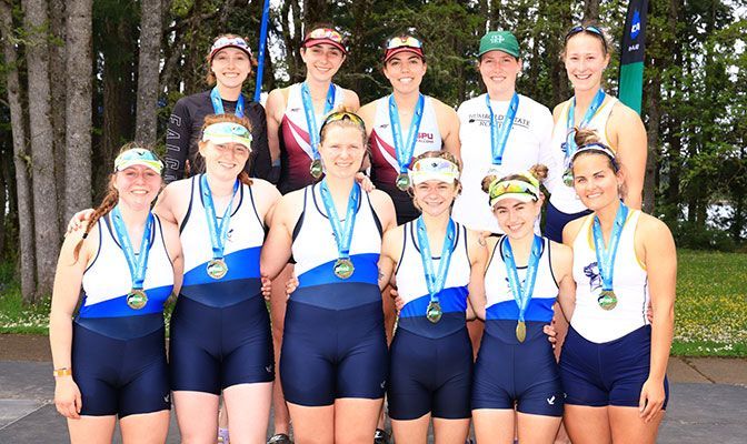 The 12 all-conference selections were honored followed the GNAC Women's Rowing Championships on May 14. Photo by Steve Gibbons.
