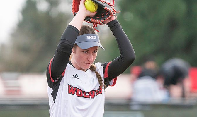 Western Oregon's Chelsea Smith earned GNAC Softball Pitcher of the Week after she won both of her starts, including a three-hitter on Sunday against Simon Fraser.