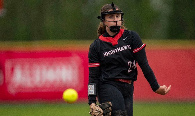 Sidney Booth threw the second no-hitter in GNAC Championships history to lead NNU to a 12-0 victory over Saint Martin's. | Photo by Ethan Cairn