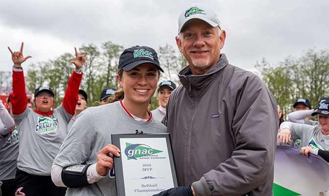 NNU's Sidney Booth was named the tournament MVP after throwing a pair of complete-game victories including a no-hitter on Friday.