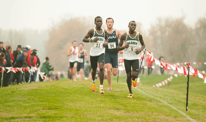 UAA's Isaac Kangogo (5) and Victor Samoei (11) led the Seawolves to the men's team title at the GNAC championships, with Kangogo being crowned the men's individual champion.
