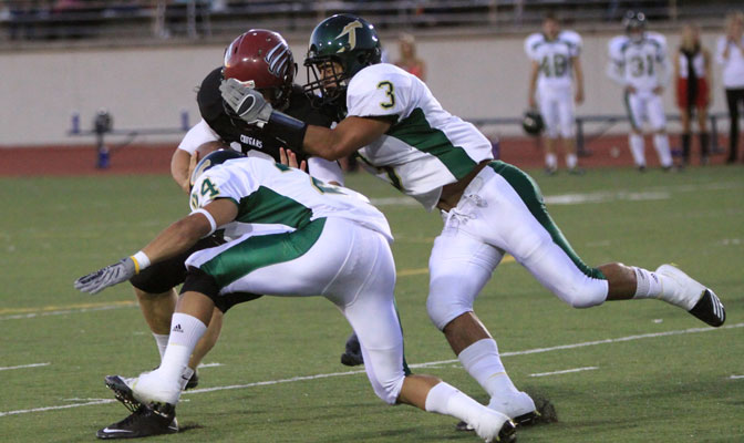 Humboldt State defensive back Jeremiah Maluia (3) earned first team all-conference honors last season.