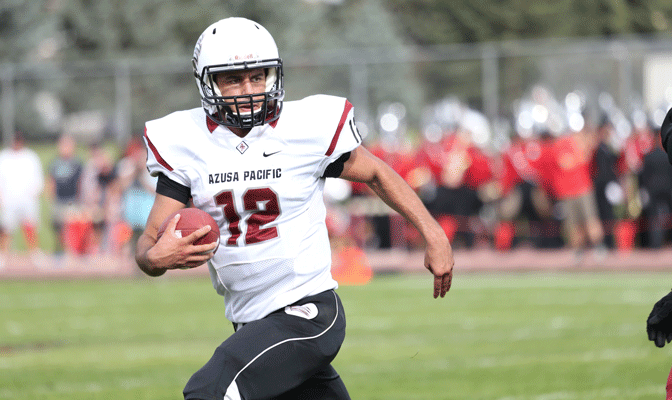 APU quarterback Chad Jeffries had 250 yards in total offense in win over Humboldt State (Photo by Joe Epperson)