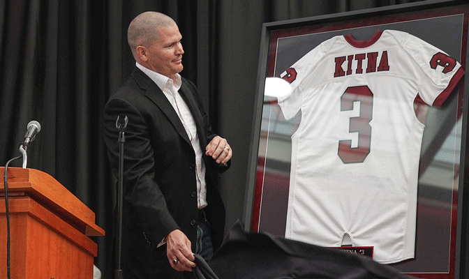 Kitna wore No. 3 at CWU before starting his NFL career with the Seattle Seahawks.