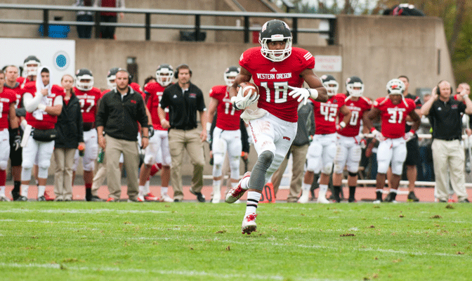 Tyrell Williams scored three touchdowns in WOU's win Saturday.