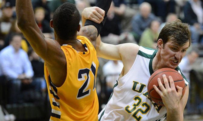 Gibcus (right)  had 13 rebounds Thursday as Alaska Anchorage outrebounded MSU Billings 48-25 (Photo by Sam Wassom).