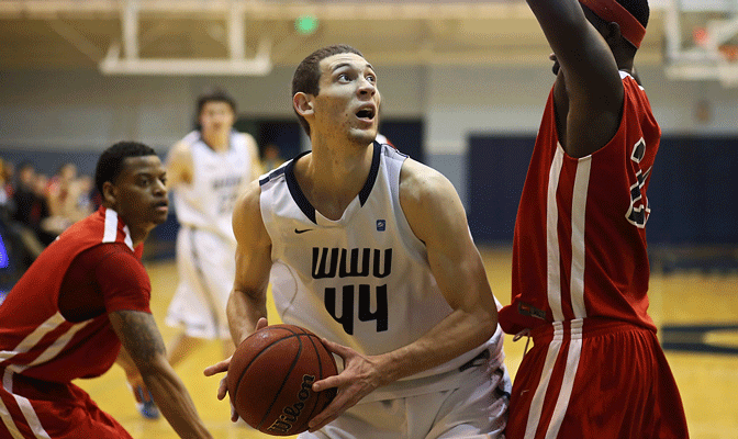 Austin Bragg (44) had career highs for points (30) and rebounds (17) in an 82-69 win over Simon Fraser Saturday.